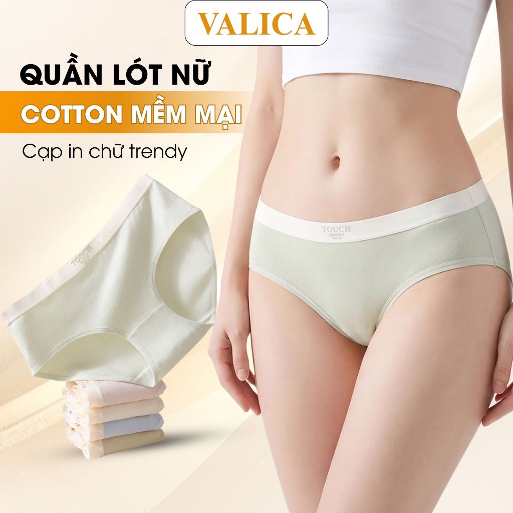 Quần lót nữ cotton co dãn thoải mái - Quần chip nữ đáy may kháng khuẩn thoáng mát VALICA L4111