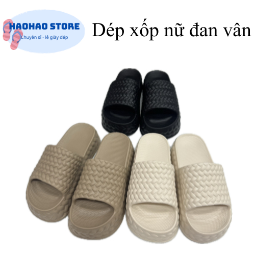 Dép xốp nữ đế cao 3 phân đan vân, phong cách trẻ trung, dễ đi, dép siêu nhẹ, rửa nhanh khô