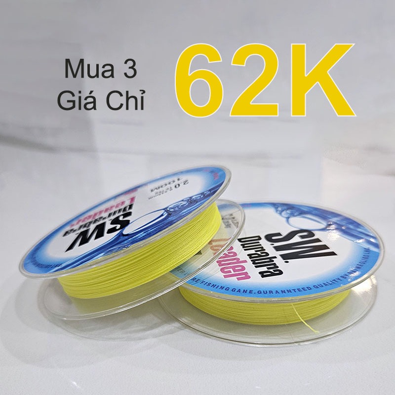 Dù câu Cá SW màu vàng, Dây Câu SW Đủ Số, Siêu Bền - dây câu cá Leader