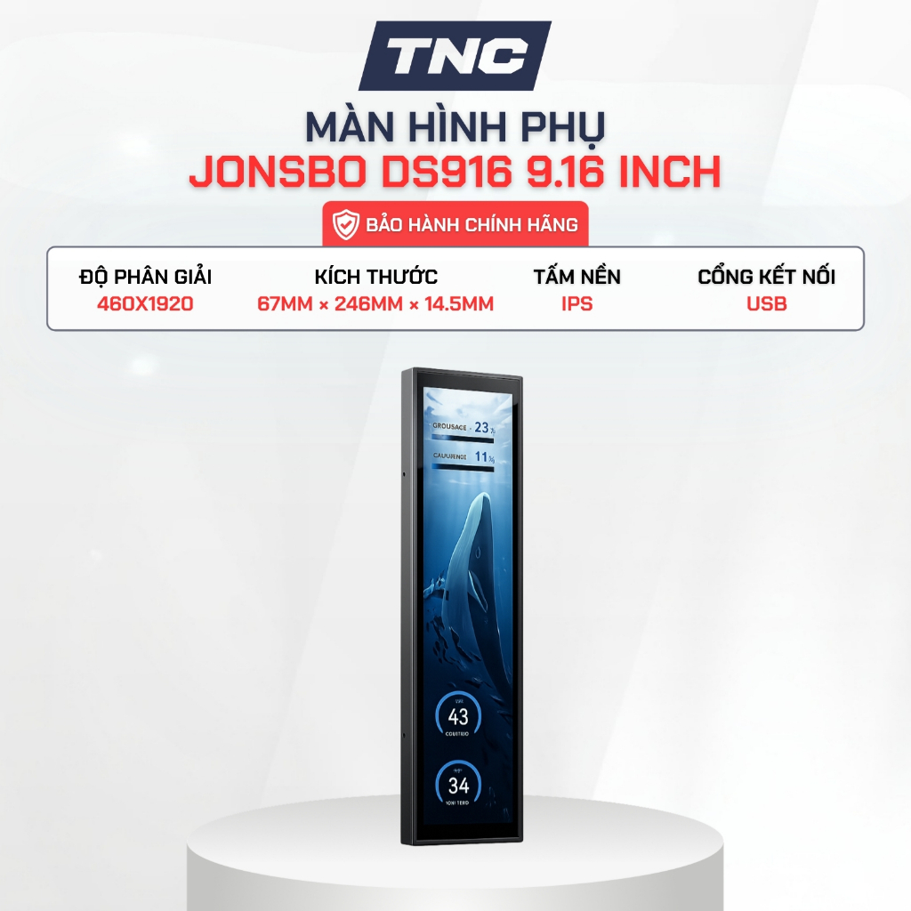 Màn Hình Phụ Jonsbo DS916 9.16 Inch | Bắt Được Trên Fan | Hiển Thị GIF | Thông số PC - BH 12 Tháng