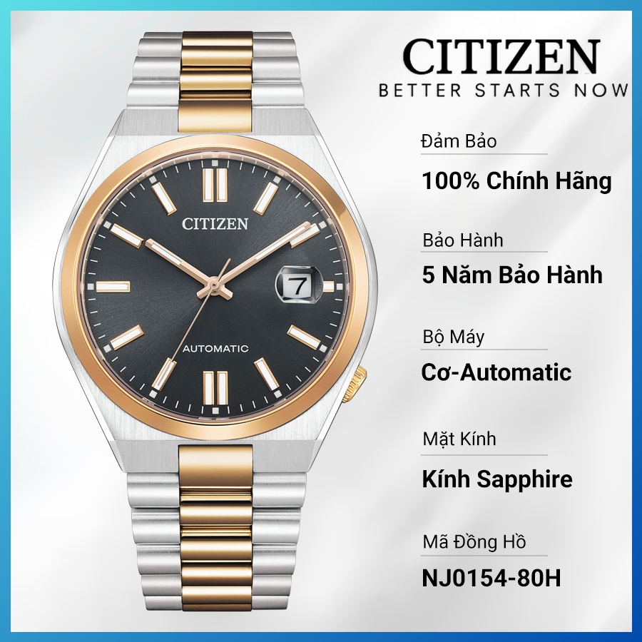 Đồng Hồ Nam Citizen Tsuyosa Automatic Dây Thép Không Gỉ NJ0154-80H - Mặt Đen (Sapphire)