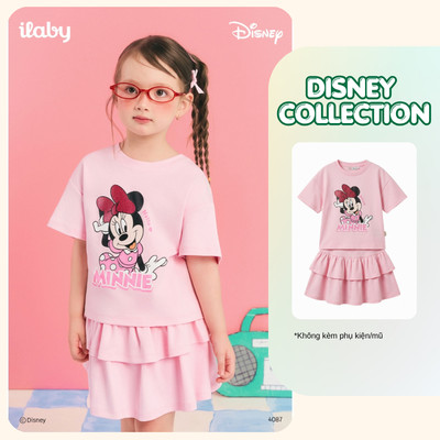 [ILABY 10-36kg] Set bộ bé gái cotton họa tiết chuột Minnie, váy áo bé gái dáng tầng xếp ly [4087]