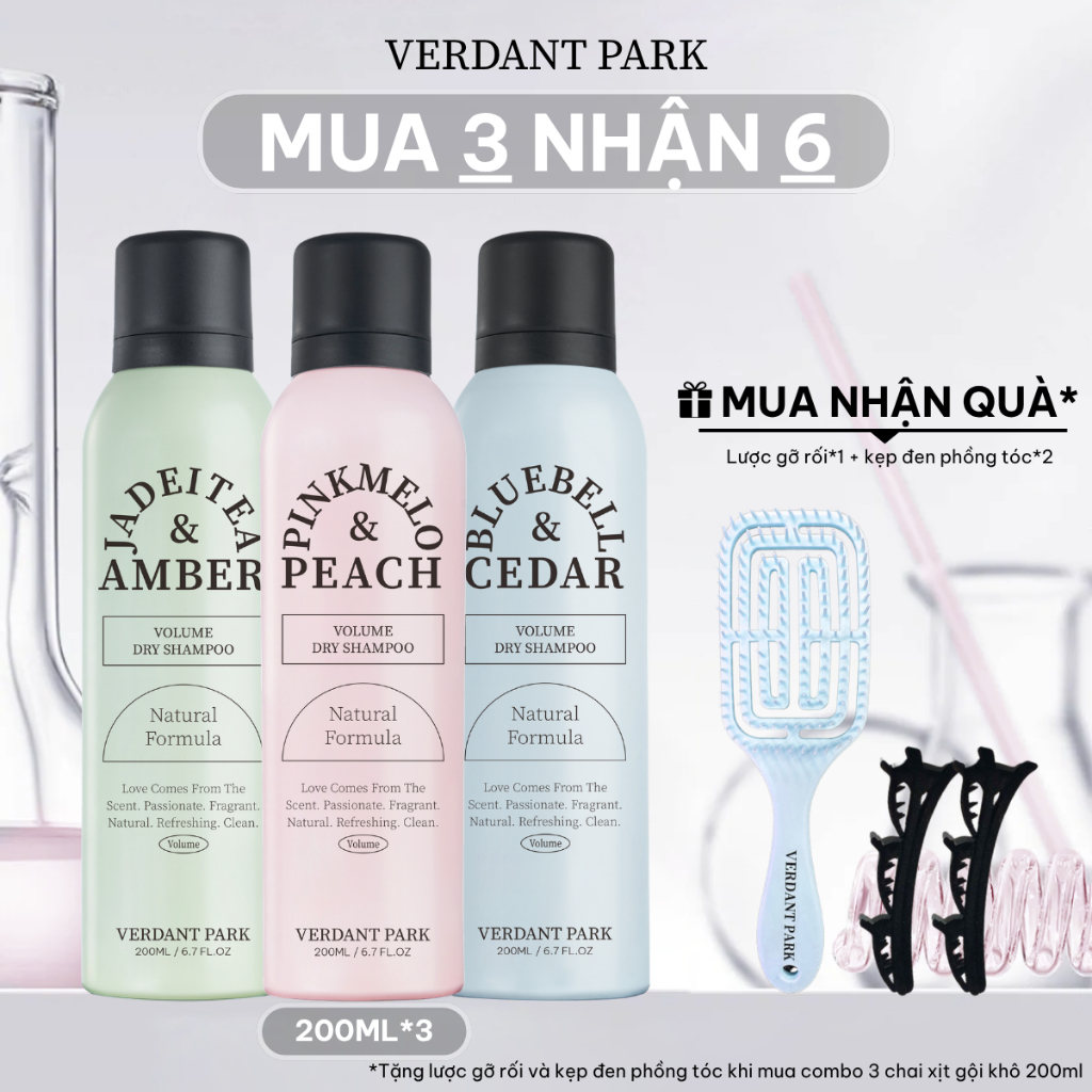 Xịt khô phồng tóc VERDANT PARK 200ml dầu gội khô kiềm dầu Pinkmelo Peach Verdantpark VDPK01 | BigBuy360 - bigbuy360.vn