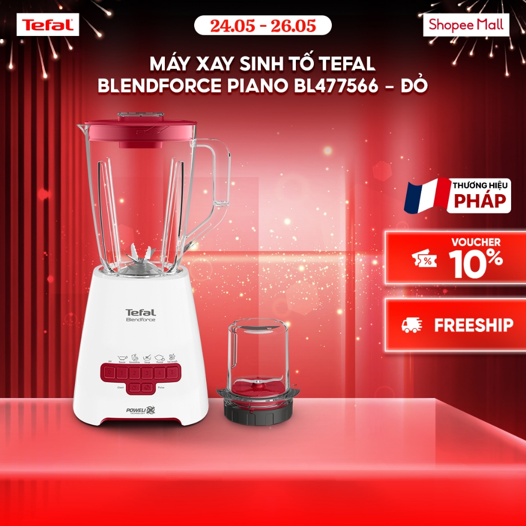 Máy xay sinh tố Tefal Blendforce Piano BL477566 - Đỏ