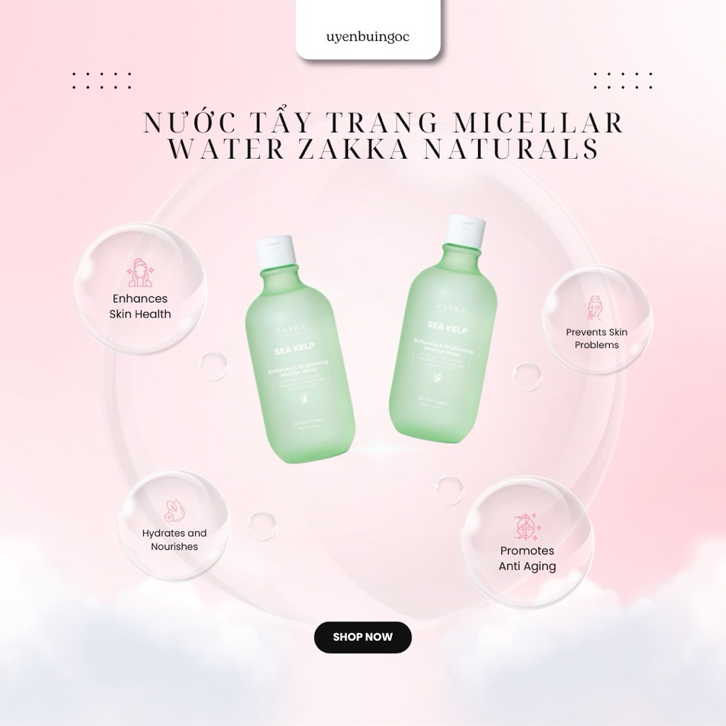 Nước Tẩy Trang Micellar Water Zakka Naturals