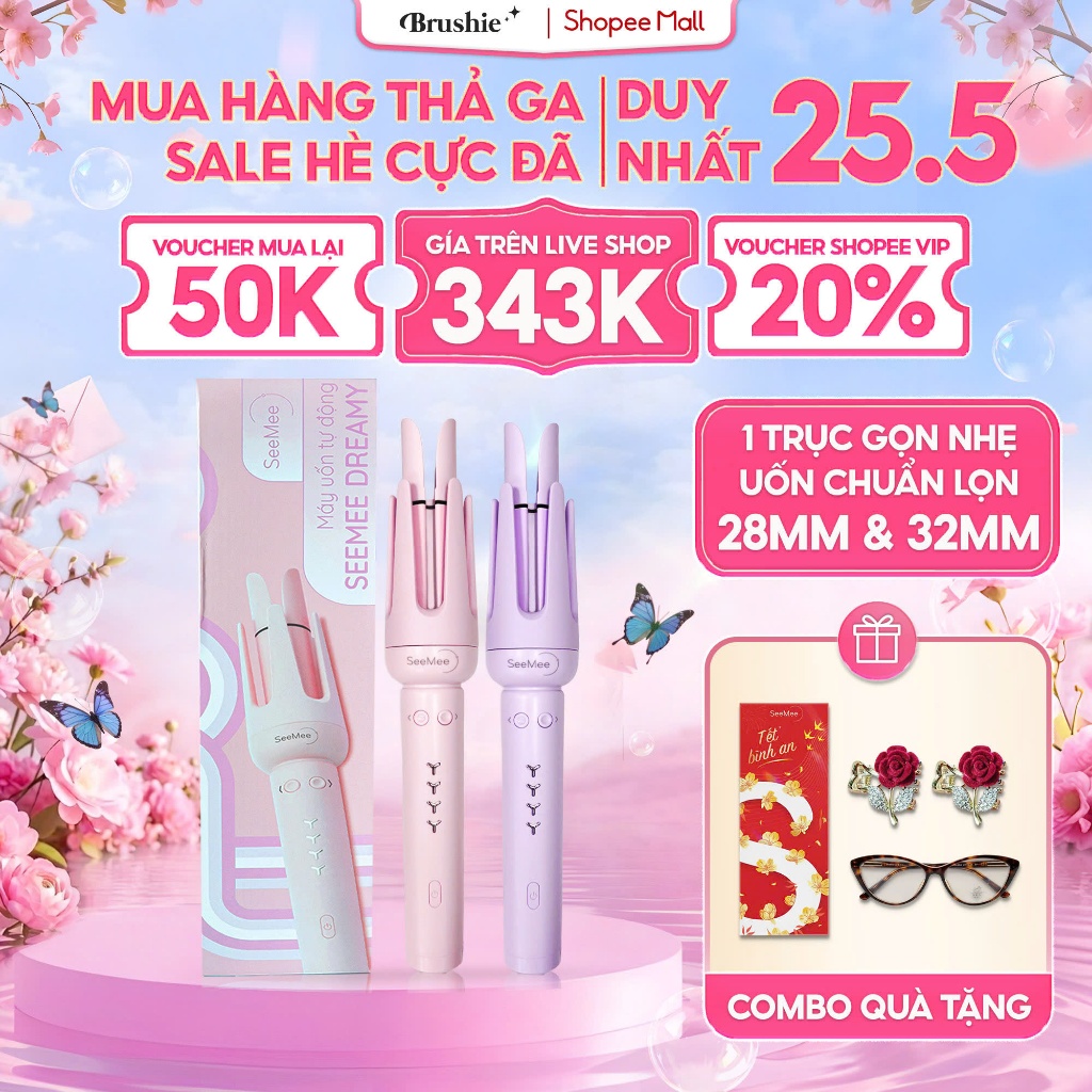 [GIÁ 350K TẠI LIVE SHOP] Máy uốn tóc tự động Seemee trục đa năng 28mm 32mm chất liệu gốm sứ bảo vệ t