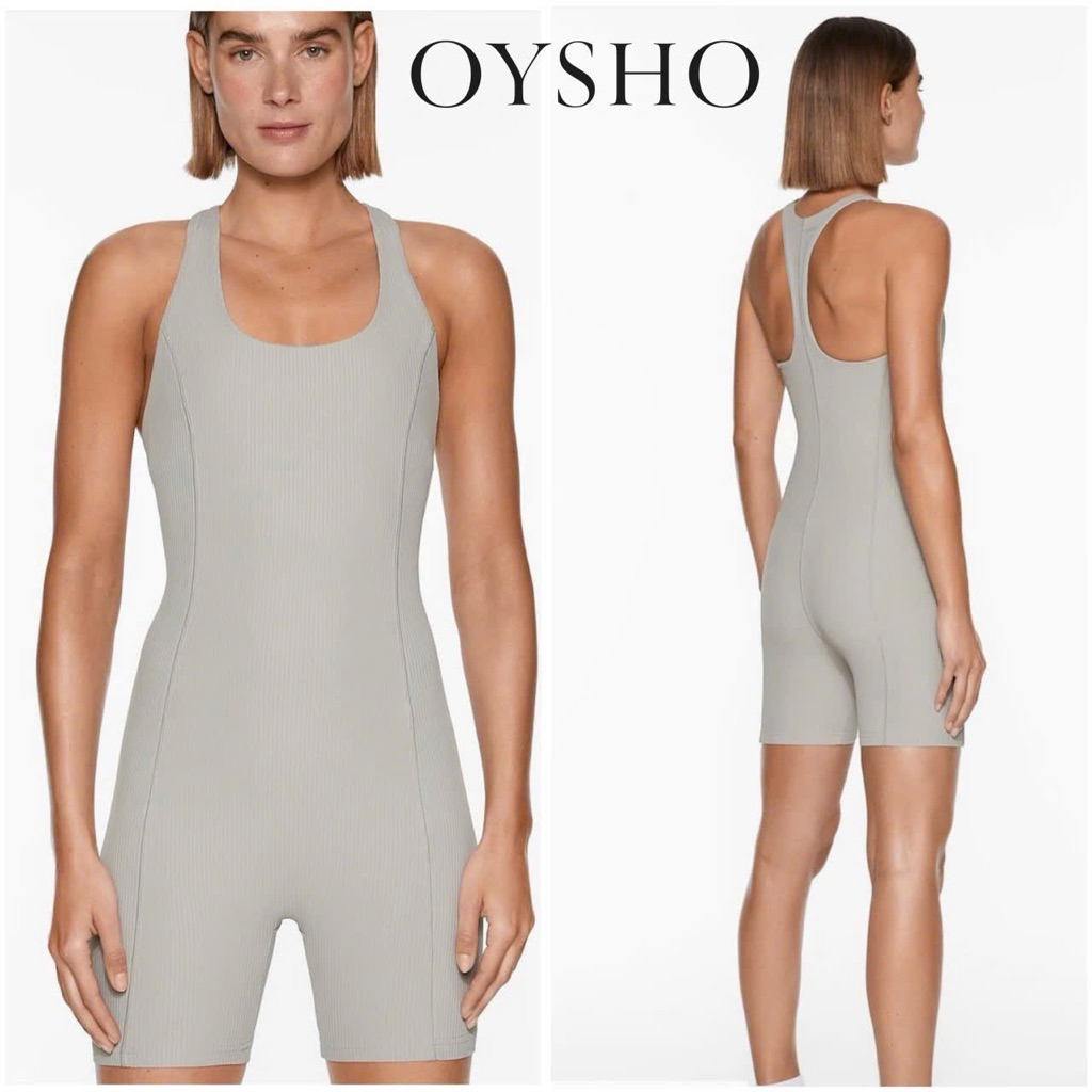 Jumpsuit short Oysho thun gân 2 lớp lót trong thun lạnh