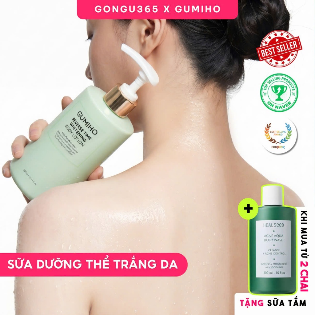 Sữa Dưỡng Thể Trắng Da Gumiho - Kem Body Gumiho Nâng Tông Tức Thì, Cấp Ẩm, Chống Nước-Niacinamide & 