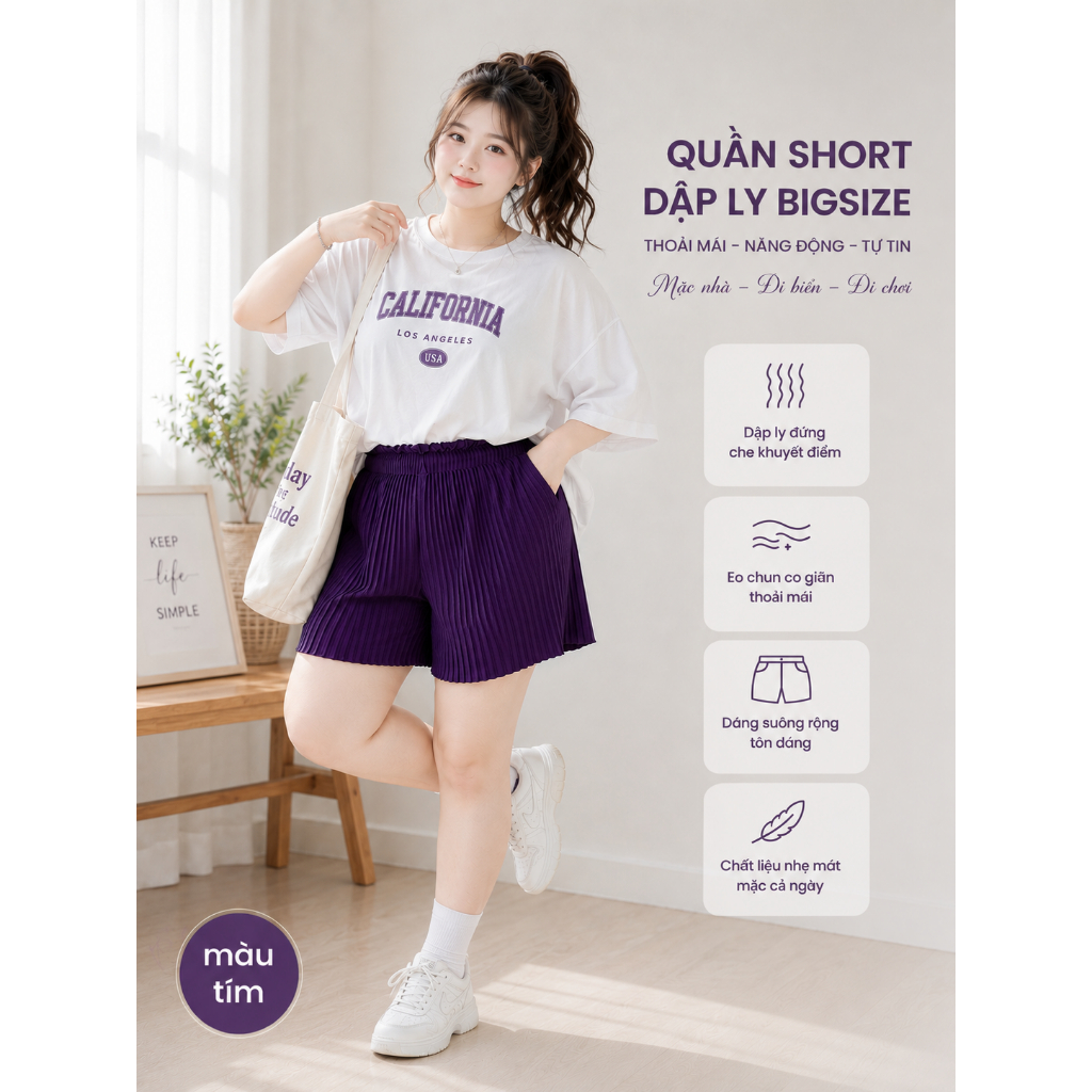 QUẦN SHORT BIGSIZE DẬP LY có túi 7 màu dễ phối