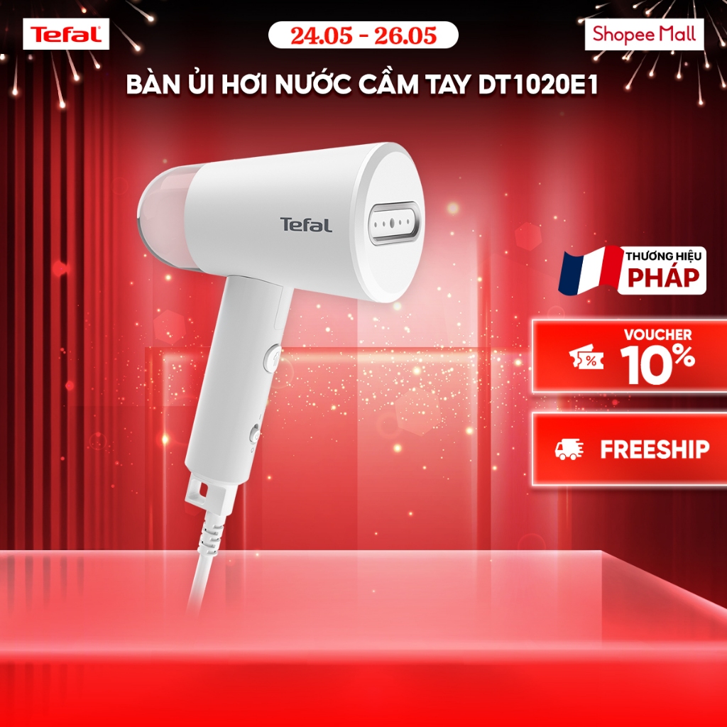 [Nhập shop voucher TEFAL110 giảm 15%]Bàn ủi hơi nước cầm tay Tefal Origin Travel DT1020E1