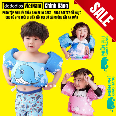 Phao tập bơi liền thân cho bé 10-35kg - phao bơi tay đỡ ngực cho bé 2-10 tuổi đi biển tập bơi có cài chống lật an toàn
