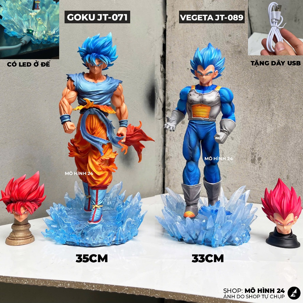 Mô hình đồ chơi nhân vật Vegeta và Goku God Blue JT-071 JT-089 cao 35cm jt studio dragonball có led