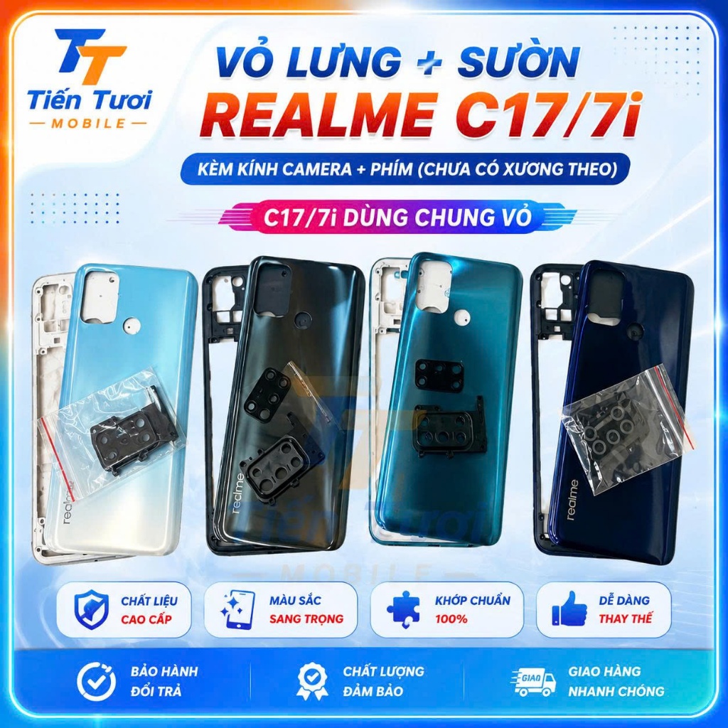 Vỏ Lưng + Viền Realme C17/7i (Kèm kính Camera + Phím)