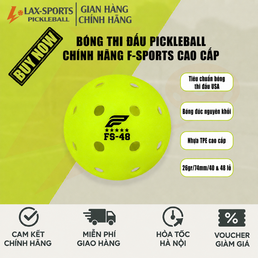 (Chính hãng) Bóng Pickleball Fsport 48 Lỗ& 40 Lỗ - Tiêu Chuẩn USAPA Thi Đấu Và Tập Luyện, Độ Bền Cao