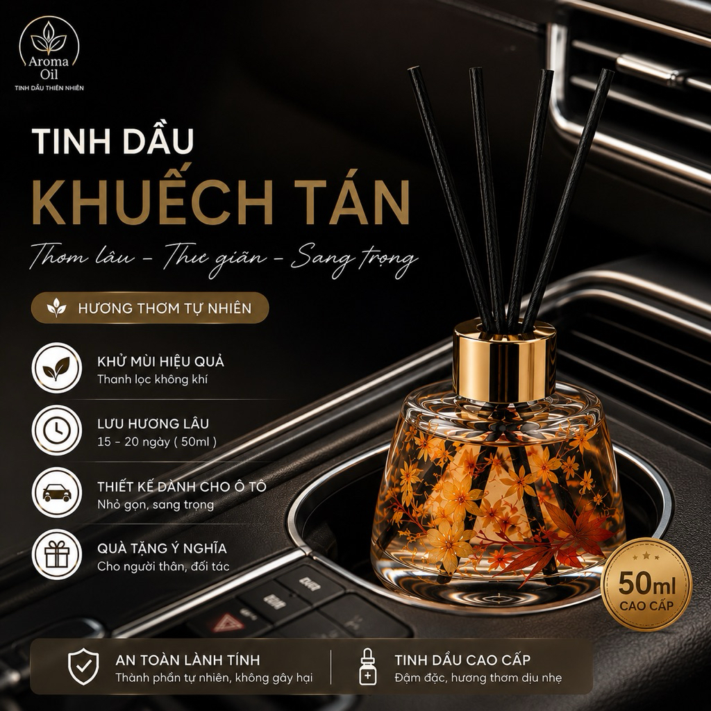 [ Aroma Oil ]Nước Hoa Ô Tô Aroma Oil 50ML – Khử Mùi Xe Hơi Cao Cấp – Tinh Dầu Thơm Nội Thất Xe