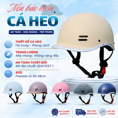 Nón bảo hiểm kiểu dáng cá heo, an toàn, thời trang, nhiều màu, phù hợp nam, nữ, Freesize 55-59cm