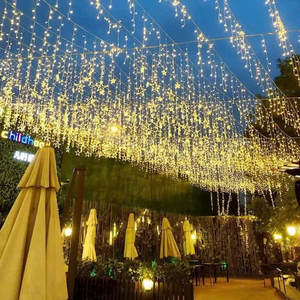 Đèn LED mành thả 8m 34 dây Drop 0.6m | Vàng