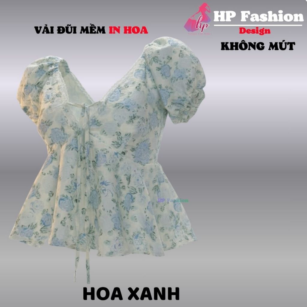 Áo babydoll tay phồng cổ tim khoét sâu phối ren, che bụng dưới , áo kiểu nữ vải đũi mùa hè đi biển size S M L XL   A4 - | BigBuy360 - bigbuy360.vn