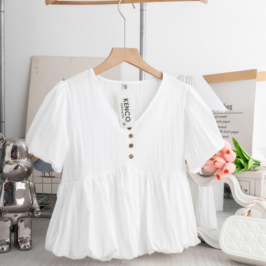 Áo kiểu hottrend nữ cổ V áo bí trẻ trung 12 THÁNG SÁU MA3003 | BigBuy360 - bigbuy360.vn