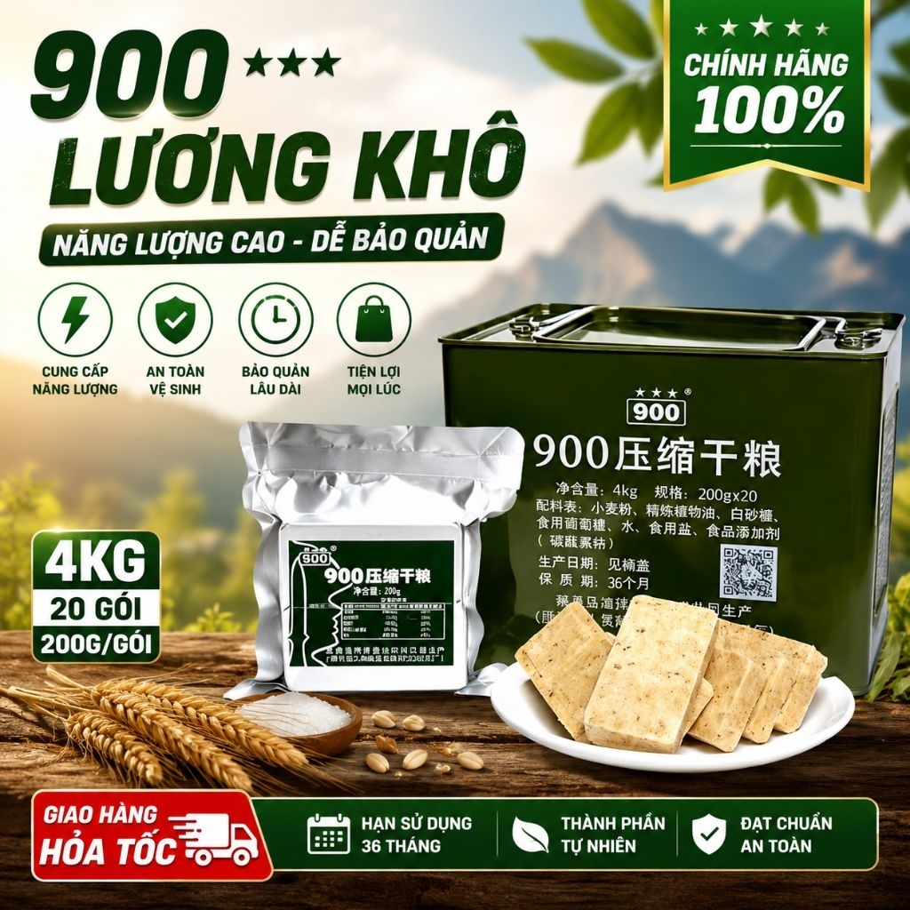 LƯƠNG KHÔ THÙNG SẮT 900 HÀNG NỘI ĐỊA TRUNG QUỐC - LƯƠNG KHÔ QUÂN ĐỘI THÙNG 4KG