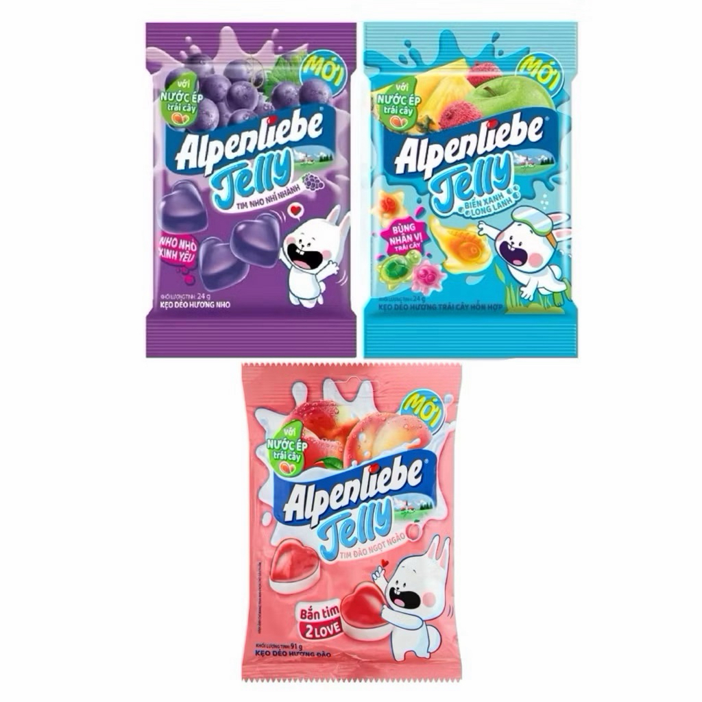Dây 10 gói kẹo dẻo Alpenliebe Jelly ngon ngọt nhiều hình