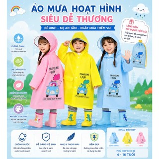 Áo mưa măng tô đeo được cặp sách một người trẻ em mẫu giáo học sinh tiểu học nhựa EVA ô tô có nút bấm mặt nạ chống thấm
