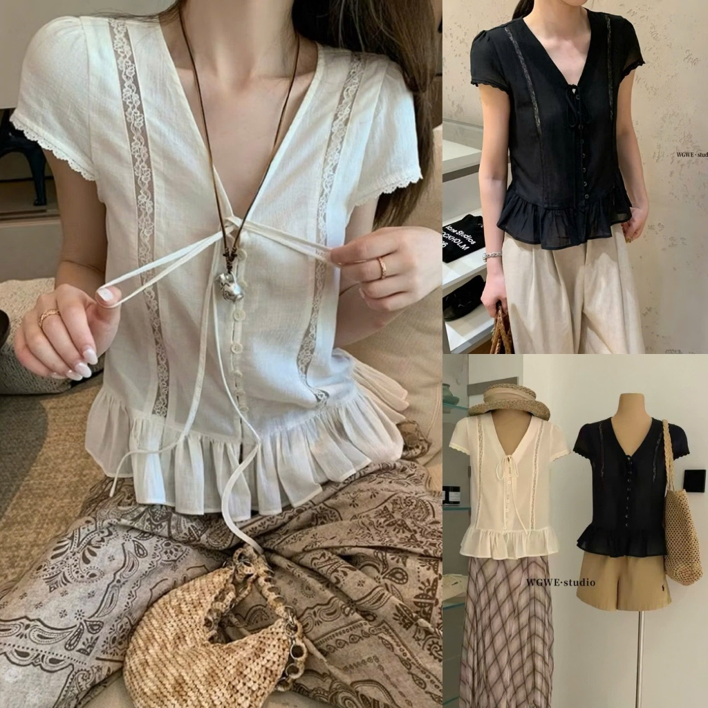 𝐍𝐠𝐨𝐜𝐚𝐧𝐡𝟔𝟗𝟓𝟗 WGWE A673 Áo sơ mi cổ V ngắn tay #9123 phong cách mùa hè N999 ord | BigBuy360 - bigbuy360.vn