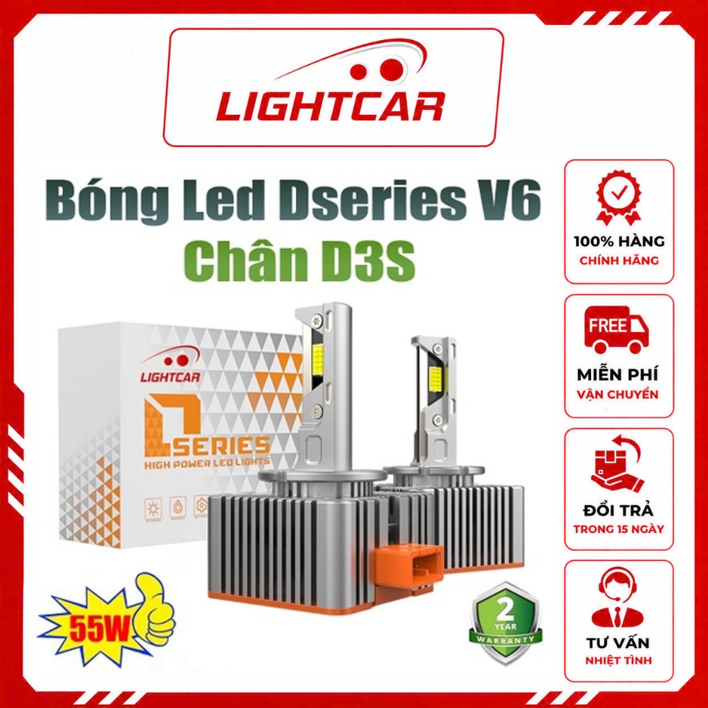 Bóng Led Chân D3S Cao Cấp , LightCar V6 D3S Siêu Sáng 55W Thương hiệu: LIGHTCAR Mã sản phẩm: V6-D3S