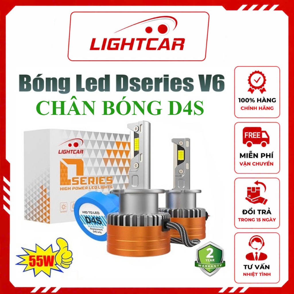 Bóng Led Chân D4S Cao Cấp , LightCar V6 D4S Siêu Sáng 55W