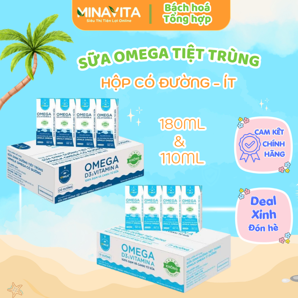 Thùng 48 hộp Sữa dinh dưỡng tiệt trùng VPMilk Omega 110ml
