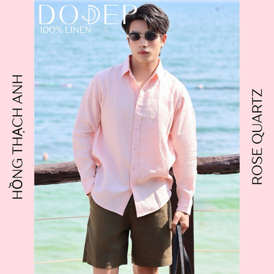 DODEP Áo sơ mi nam linen 100% tay dài