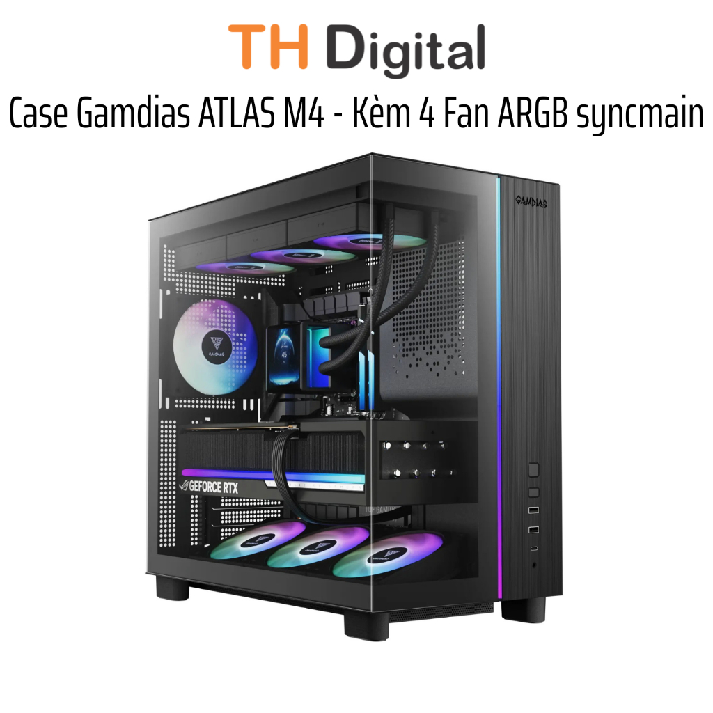 Case Gamdias ATLAS M4 - Kèm 4 Fan ARGB syncmain - Hàng chính hãng