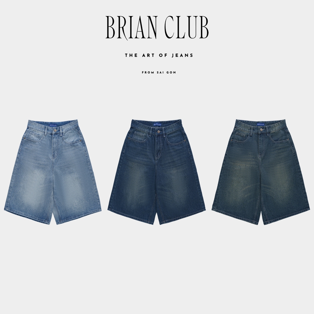 [Bộ Sưu Tập Mới] Quần Short Jeans Lửng Form Suông Brian Club Unisex Thời Trang Nam Nữ, Basic Phong C