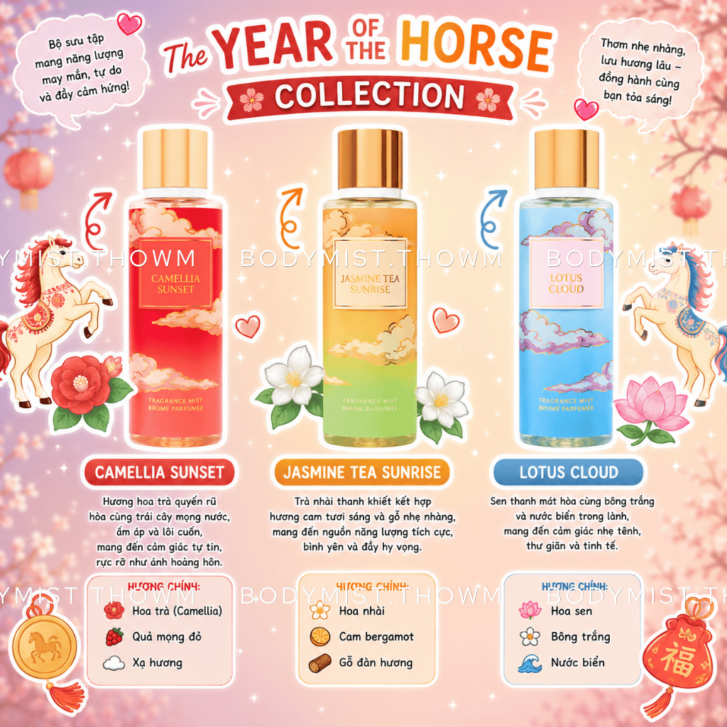 [ MINI ] Lotus Cloud | Camellia Sunset | Jasmine Tea Sunrise - Xịt thơm Body Mist