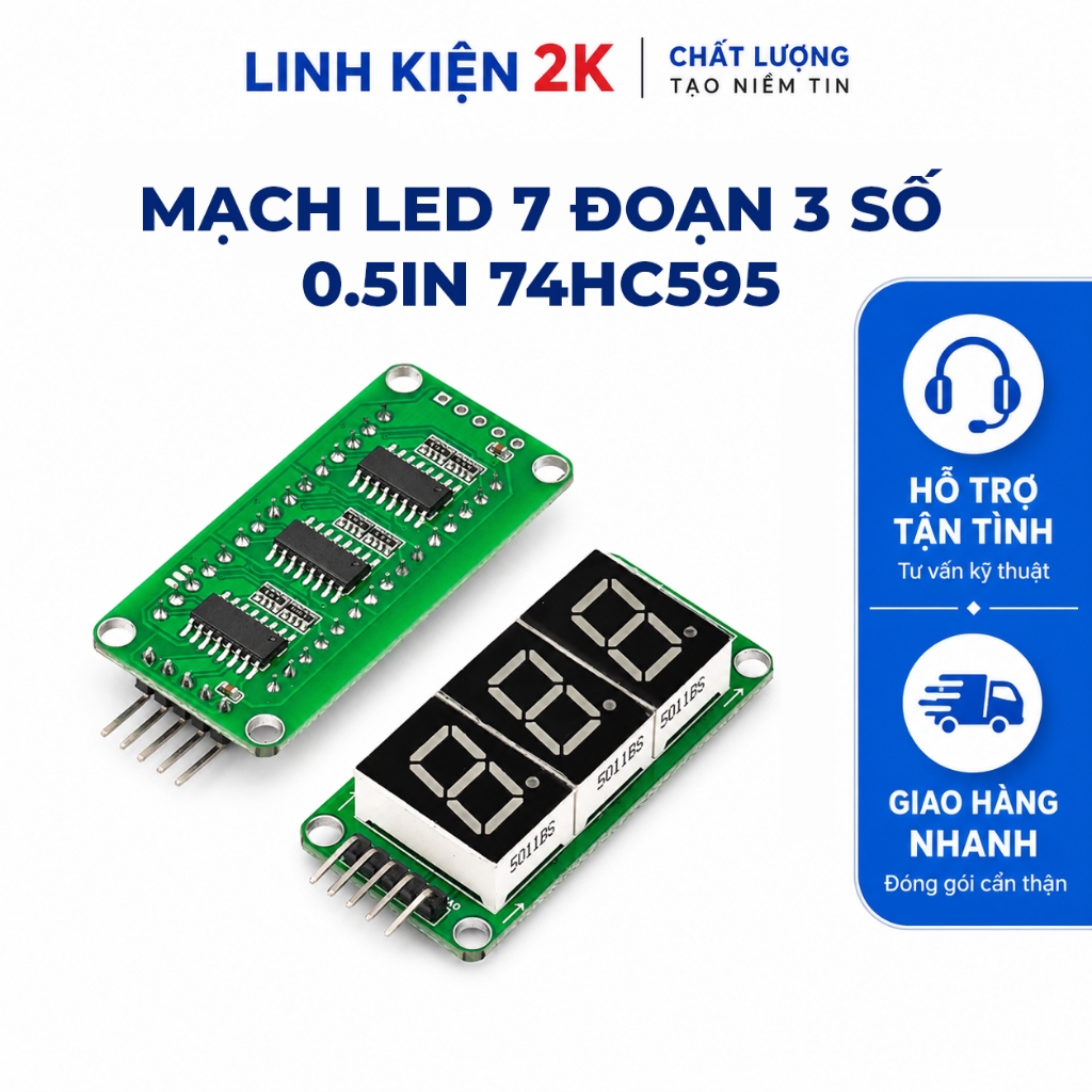 Mạch LED 7 Đoạn 3 Số 0.5inch 74HC595