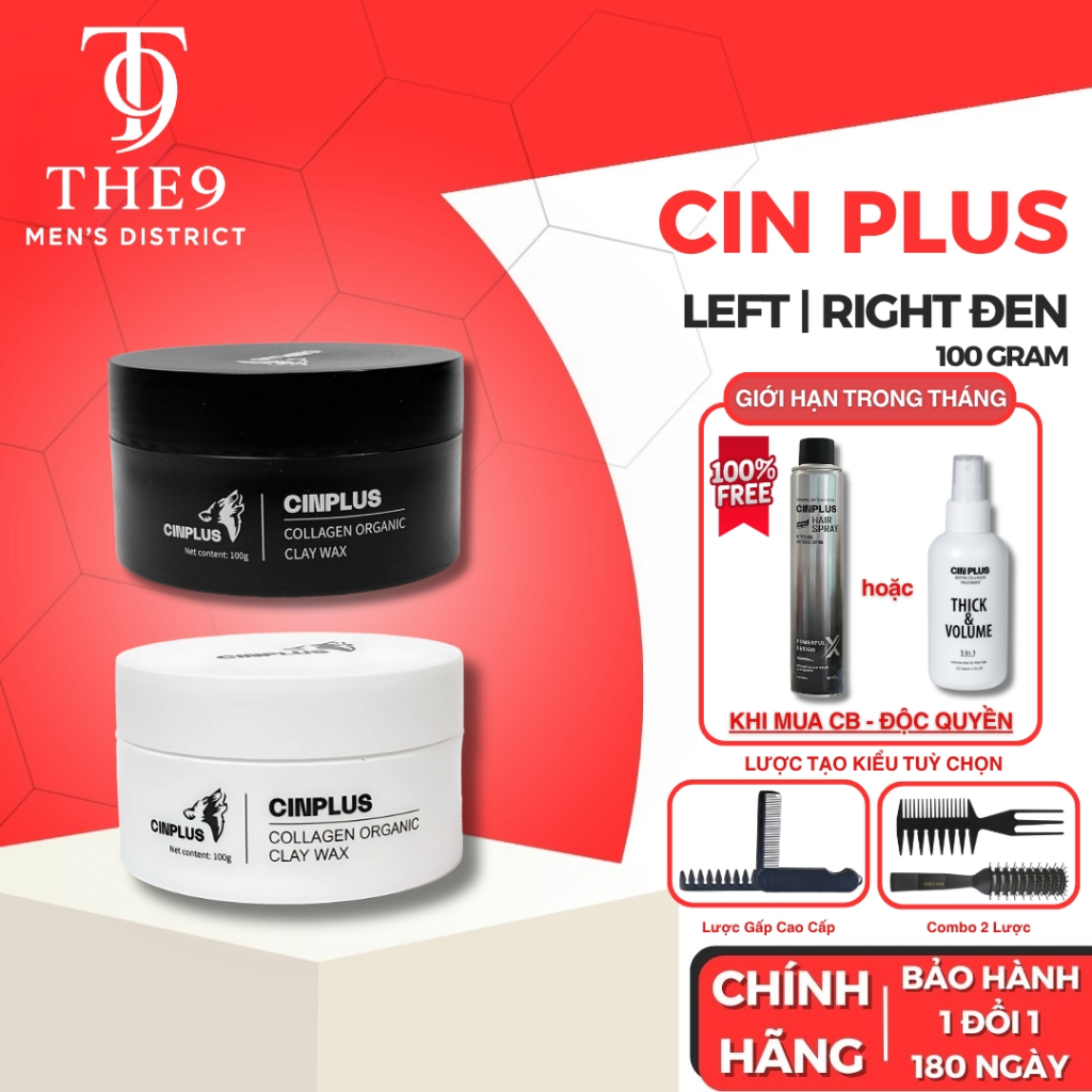 [MUA 1 TẶNG 3] Sáp vuốt tóc nam CINPLUS CLAY WAX 100gr Left Trắng , Right Đen giữ nếp tóc - Cinplus