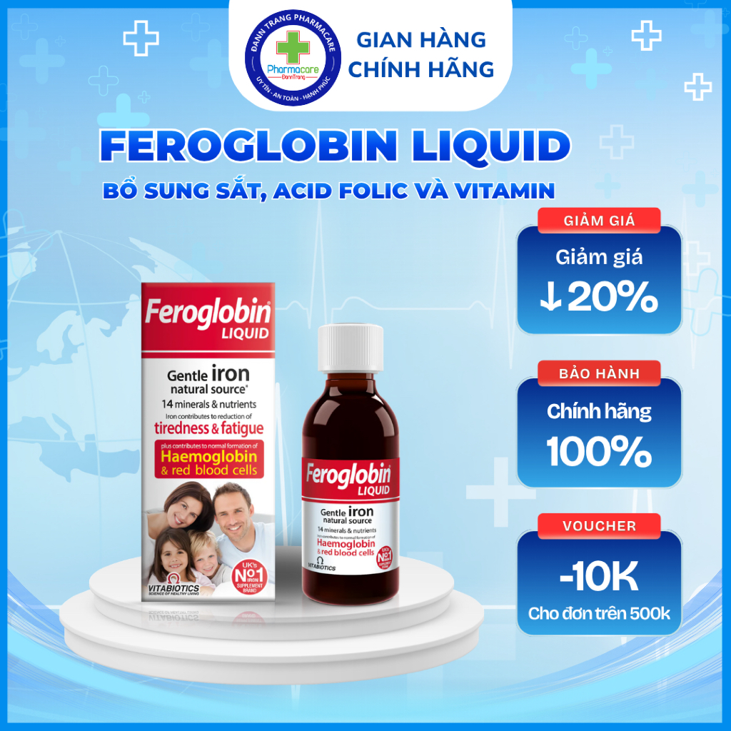 Siro Feroglobin B12 Vitabiotics 200ml - Bổ sung sắt, acid folic, vitamin B12 cho cơ thể