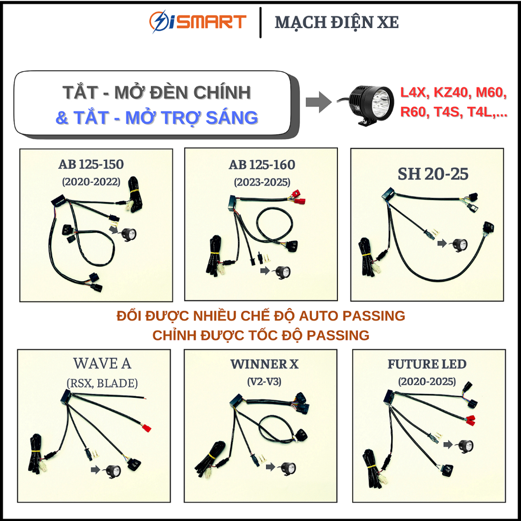 HV14 - TẮT ĐÈN + L4X, MẠCH AUTO PASSING TẮT ĐÈN + TRỢ SÁNG L4X,KZ40, CHỈNH ĐƯỢC PASSING
