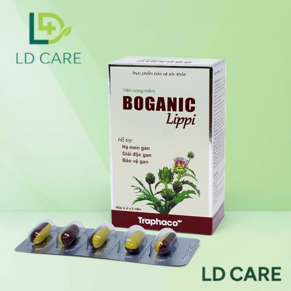 Boganic Lippi - Hỗ Trợ: Giải Độc Mát Gan, Hạ Men Gan, Giảm Mỡ Máu, Tăng Cường Chức Năng Gan - Hộp 30