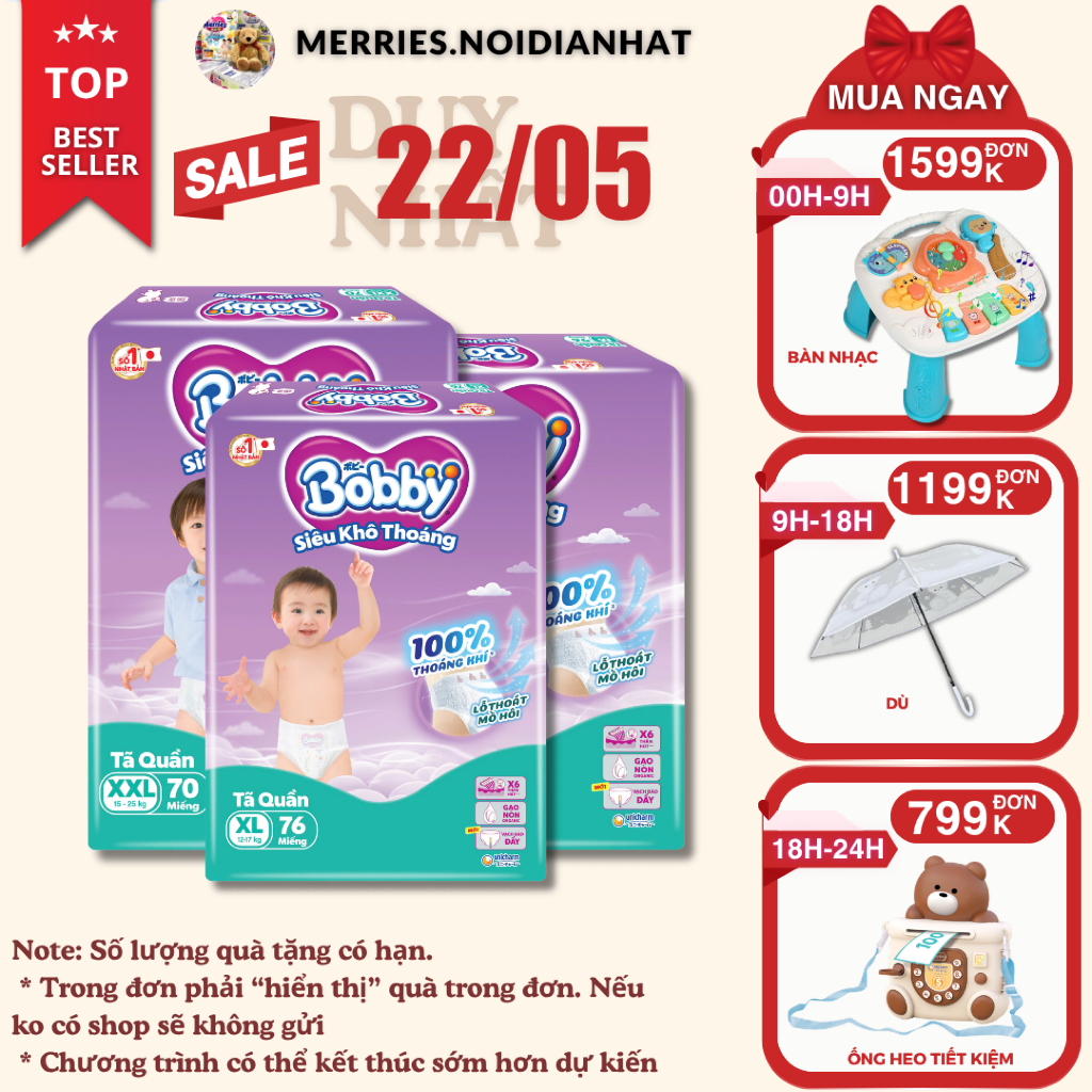 [SIÊU TIẾT KIỆM] Tã BOBBY ULTRA đủ size M96/L88/XL74/XXL70 siêu nhiều miếng