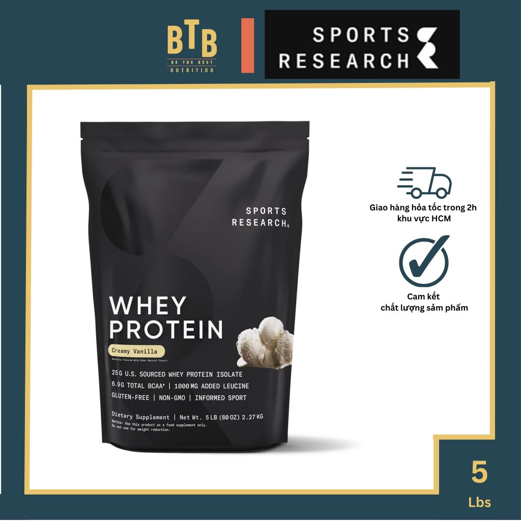 Bột đạm SR Whey Protein 5lbs - 100% Whey protein isolate từ Mỹ