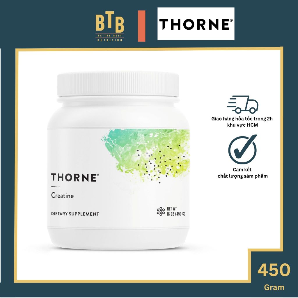 Bột THORNE Creatine - 450g từ Mỹ hỗ trợ tăng sức mạnh tổng hợp ATP