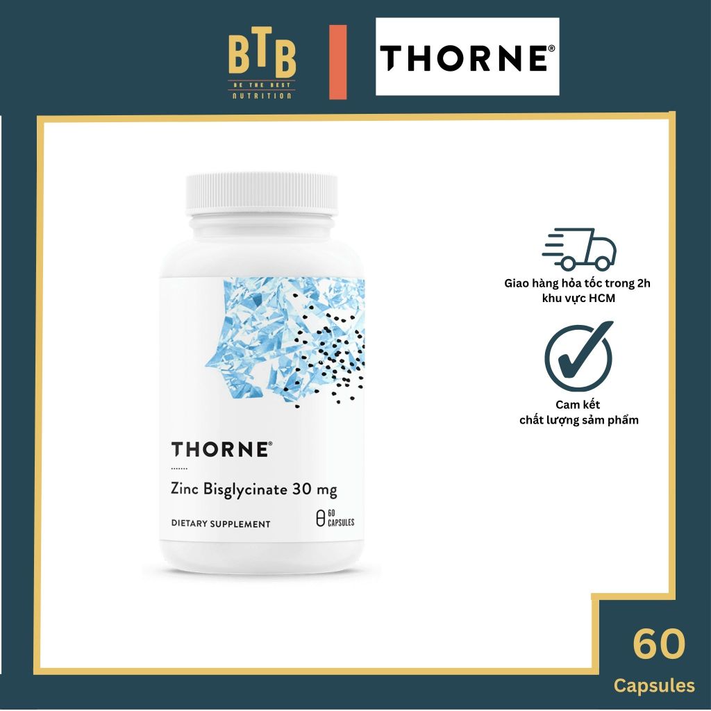 Viên kẽm THORNE Zinc Bisglycinate Tăng Đề Kháng Sức Khoẻ Điều Hòa Tiết Tố (60 viên)