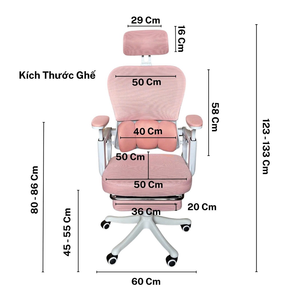 Ghế Công Thái Học {PTS09} Có Gối Đỡ Thắc Lưng, Ngả Lưng 135°, Tay Ghế Chỉnh Đa Chiều, Gác Chân Tiện Lơi, Đệm Vải Cao Cấp | BigBuy360 - bigbuy360.vn