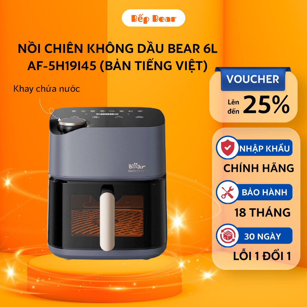 Nồi Chiên Không Dầu Bear 6L Nồi Chiên Hơi Nước Nồi Chiên Lò Nướng Lò Chiên Không Dầu Nướng Bánh AF- 