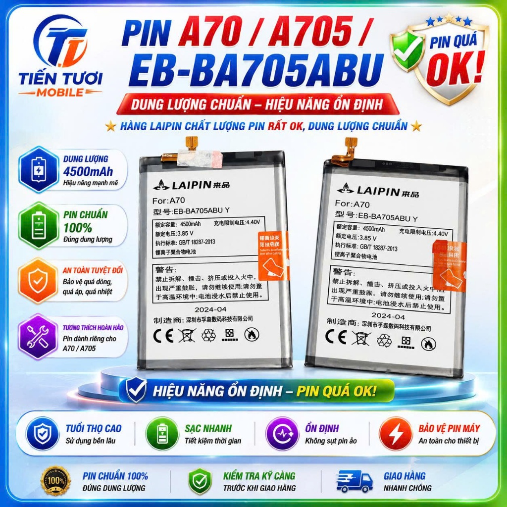Pin samsung A70/ A705/ EB-BA705ABU ,mới