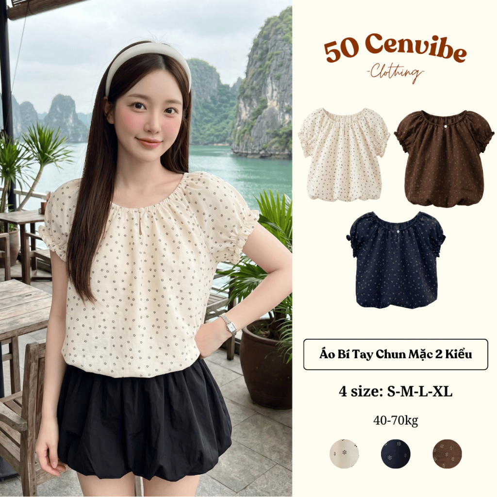 Áo Babydoll Bí Tay Ngắn Bèo Chun Dáng Croptop Phong Cách Korea (50 Cenvibe.Clothing) #372