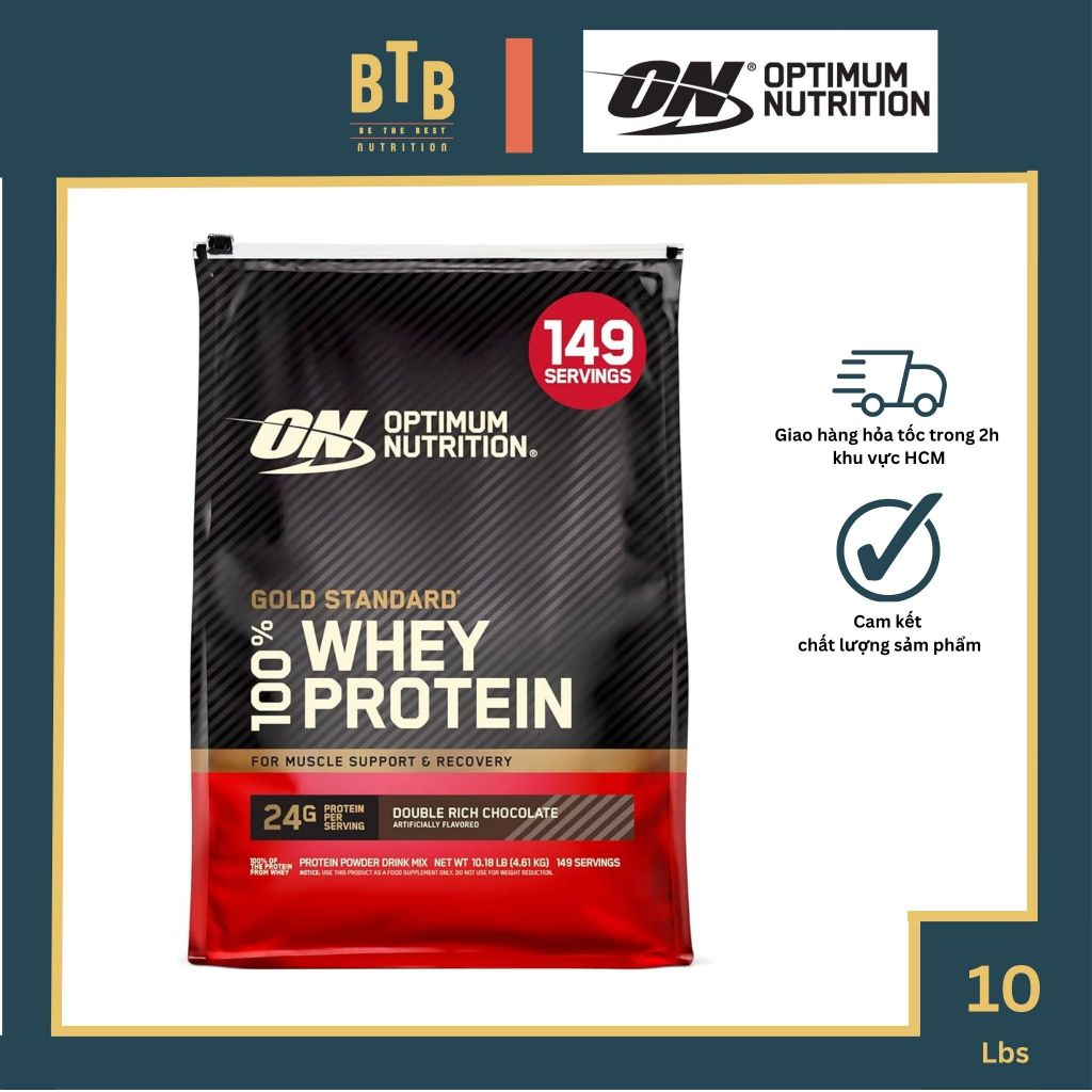 Bột đạm Gold Standard 100% Whey - 10lbs hỗ trợ tăng cơ từ Optimum Nutrition