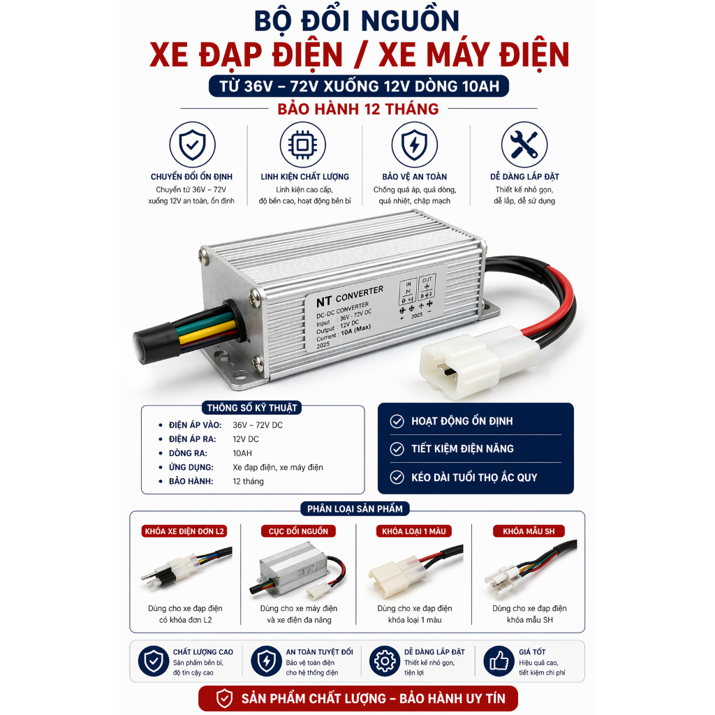 Đổi nguồn ĐỘ xe diện 20A 48-120v