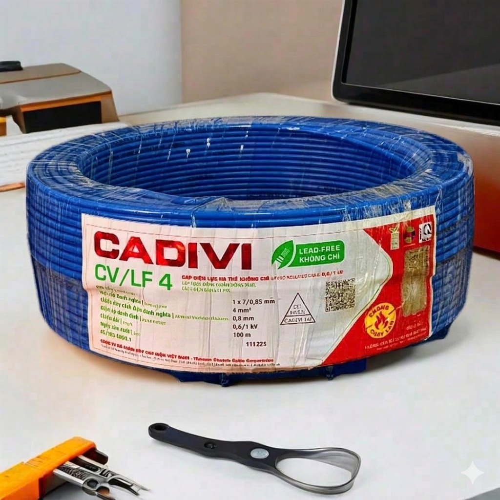 Dây cáp điện chính hãng CADIVI CV/LF 4.0 mm2 0.6/1kV (cuộn dây đơn 100m)